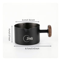 Graduated Espresso Cup with Wooden Handle Spill-Resistant-Drip-Proof Espresso Cup with Handle Secure Grip Milk Pitcher with Spout Non-Slip for Coffee Lovers, Cafe