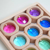 15 Pieces Translucent Gem Block Fine Motor Skills Wooden Gem Blocks Sunlight Rainbow Effect Acrylic Color Blocks for Young Children