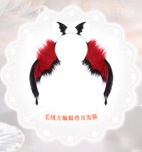 暗黑系恶魔蝙蝠发箍万圣节漫展恶魔角头饰cos可弯折兽耳表演道具