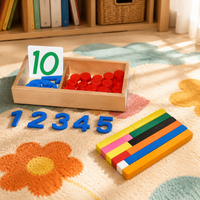 Math Toy Wooden Material for Children 3-6 Years, Number Learning Toy with Counting Sticks, Educational Wooden Toy for Learning to Calculate
