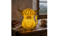 Adorable Highland Cow Lamp Sculptural Highland Cow Night Light Ambient 3D Animal Lamp Mood for Teens, Bedroom, Nursery