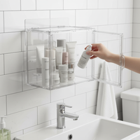 Wall-Mounted Dustproof Cosmetic Organizer with Multi-Layer Storage for Bathroom and Vanity