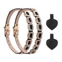 Detachable Shoe Straps with Buckle Rhinestone-Set Shoe Straps with Rhinestones Adjustable Faux-Leather for Women, Pumps