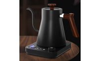 Keep Warm Gooseneck Electric Kettle Wood Grain Appliance Digital Display for Baristas