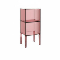 Nordic design Narrow Side Cabinet Transparent Design Multi-Tier Sliding Cylinder Cabinet Modern Aesthetic Bedside Table Space-Saving for Young Adults, Apartment Dwellers, Homeowners, Bedroom, Living Room, Small Spaces, Bathroom