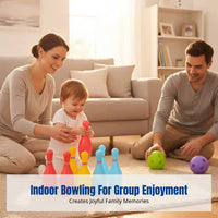 Kids Indoor Bowling Set, Plastic Pins and Balls, Educational Number Game, Cartoon Design, Parent-Child Interaction, Gift Box