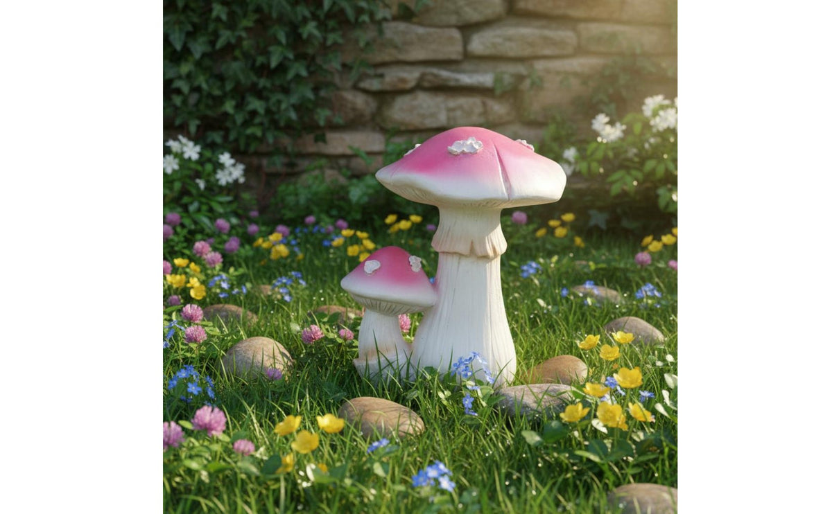 Realistic Design Resin Fungus Figurine Weather-Resistant Fungus Statue Vibrant Colors Toadstool Sculpture Hand-Painted for Garden, Yard, Patio