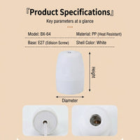 Ceiling Light Fitting for Living Room, E27 Lamp Bulb Holder for 220V, Anti-Drop Pendant Light Holder, Single 9cm or 12cm Plastic Unit Only