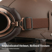 PU Leather Half Helmet Breathable Retro PU Leather Helmet Riding Gear All-Season Lightweight for Grown-up S, Downtown Commuting