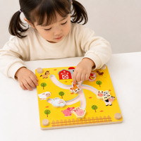 Wooden Maze Game, Double-Sided Logic Puzzle Board, 22x23.2cm Problem Solving Spatial Reasoning for Kids 4-6 Years