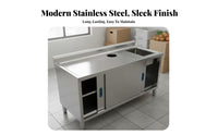 Rust Stainless Steel Kitchen Workstation Easy to Clean Stainless Steel Utility Sink Workbench Heavy Duty Commercial Prep Table with Sink Multi-Functional for Restaurant Owners, Professionals, Workshop, Laundry Room, Basement, Outdoor