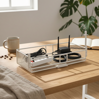 Under Desk Cable Tray Space Saving Router Holder Rack Large Capacity No Drill Wire Management Tray for Office