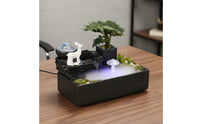 Peaceful Atmosphere Desktop Water Fountain Atomizer Mist Feng Shui Fountain Portable LED Light Water Feature Air Humidifying for Office, Tea Room