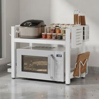Countertop Microwave Shelf Expandable Microwave Oven Rack No Drill Oven Organizer Rack