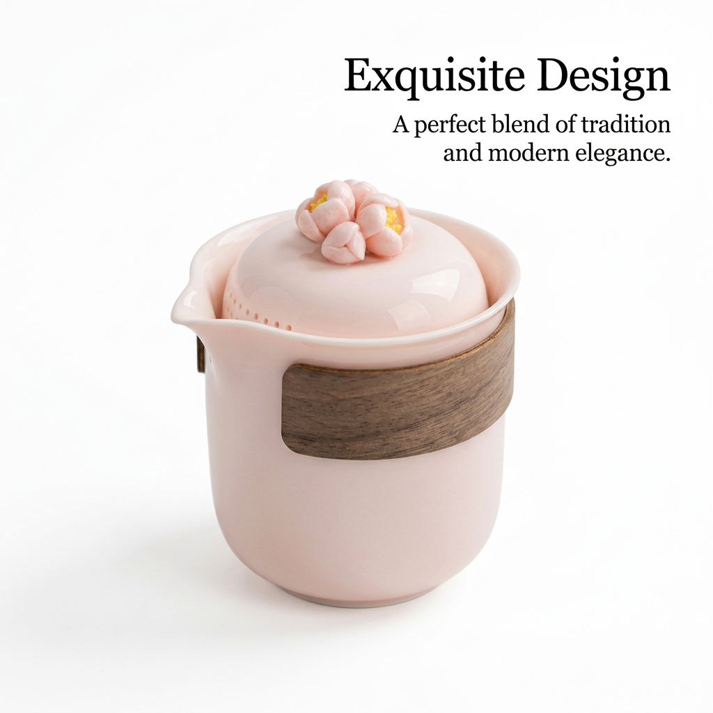 Pink Ceramic Tea Set, Portable Kung Fu Tea Set, Compact Tea Set, Travel Tea Set for Tea Lovers, New Tea Ware Set