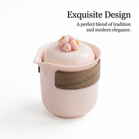 Pink Ceramic Tea Set, Portable Kung Fu Tea Set, Compact Tea Set, Travel Tea Set for Tea Lovers, New Tea Ware Set
