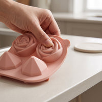 Diamond Rose Ice Ball Mold for Whiskey and Cocktails, 4-Cavity Silicone Ice Cube Tray for DIY Valentine's Day Drinks