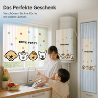 Cartoon Dog Pattern Kitchen Curtain for Water Heater and Pipe Concealment