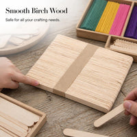 Craft Wood Sticks for DIY Projects - Ice Cream Bar Sticks, Colored Popsicle Sticks, Craft Wood Pieces