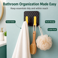 No Drill Wall Hooks, Heavy Duty Pressure-sensitive Towel Hook Luxury Double Hook for Bathroom Kitchen Entryway, 10-15kg Load