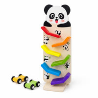Natural Wood Wooden Car Ramp with Cars Child-Safe Wooden Car Ramp Racer Child-Centered Sliding Track Toy Educational for Toddlers, Preschoolers, Kids, Playroom, Daycare, Classroom