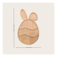 Easter Wooden Serving Tray Polished Finish Rabbit Shaped Food Platter Easy To