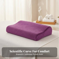 Removable Washable Cover Ergonomic Memory Foam Pillow Pressure Relief Wave Memory Foam Pillow Soft Velvet Material for Adults, Spa