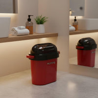 Sealed Lid Lidded Trash Can with Handles Odor Control Flip Top Wastebasket Space-Saving Bathroom Trash Bin Portable for Kitchen, Bedroom, Office