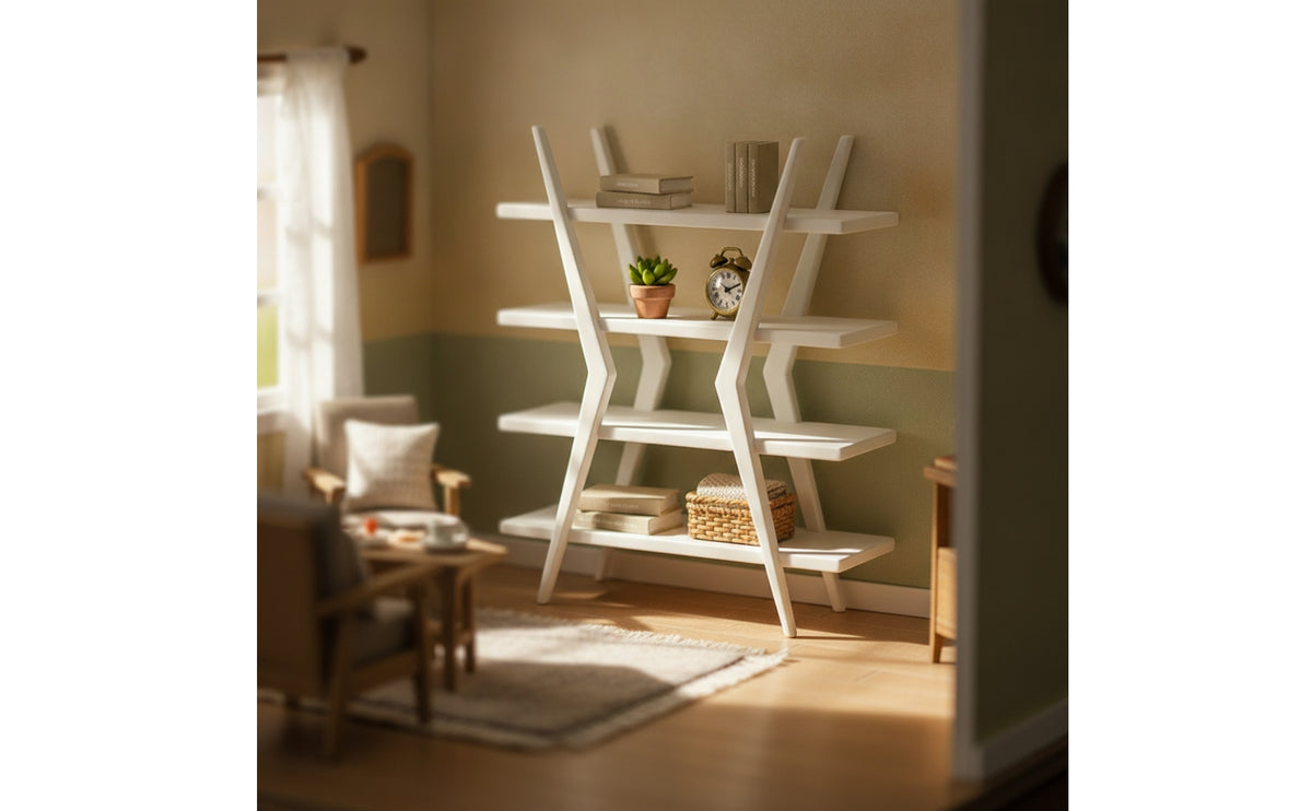 Dollhouse Shelf with Four Tiers Open-Frame Dollhouse Shelf Simple Miniature Storage Rack for Micro-Model Displays