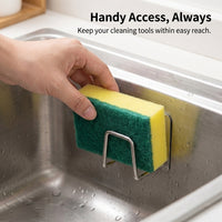 Bathroom Sink Organizer and Sponge Rack for Countertop, Stainless Steel Drain with Holder Suction for Kitchen