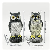 2 Pieces Feather-Textured Decorative Owl Ornament Set Stone-Look Base Plastic Owl Figurine Detailed Craft Home Decoration Collectible for Display