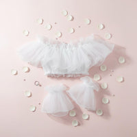 White Gauzy Material Bridal Cover up Korean Design Transparent Tulle Wedding Wrap Elegant Design off Shoulder Ruffled Shawl for Weddings