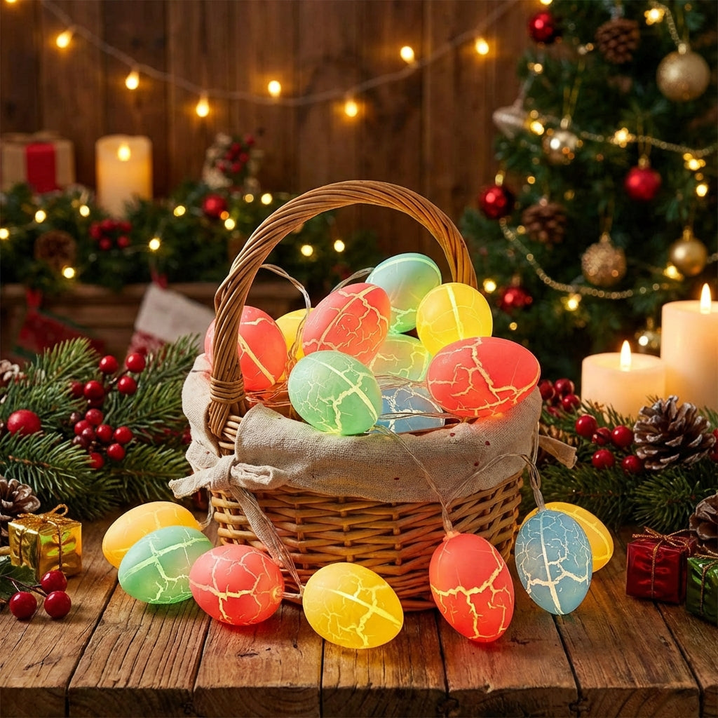 Eggs Cracked Eggs Fairy Lights Battery-Operated Holiday Decoration for Families, Party Planners, Indoor, Bedroom, Outdoor