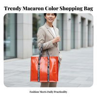 Reusable Shopping Tote Solid Color Reusable Grocery Bag Heavy Duty Foldable Shopping Bag for Commuters, Shoppers, Supermarket, Travel, Daily Use