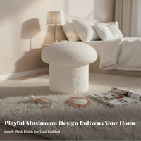 Cozy Aesthetic Toadstool Stool Comfortable Cushion Toadstool Pouf Teddy Material Upholstery Low Seat Soft Hint for Home Decorators, Design Enthusiasts, Entryway, child's Room, Bedroom, Playroom