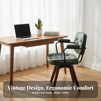 360-Degree rotating Upholstered Wood-Frame Task Chair Padded Seat and rear office Furniture Ergonomic Design With Armrests for Students, Home Workers, Professionals, Study Room, Bedroom