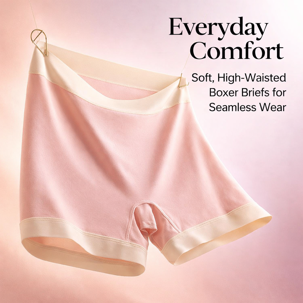 Women's Boxers Underwear with Silk Lining for Postpartum and Daily Wear, Breathable Viscose Boyshorts for Anti Chafing