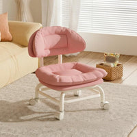 Quiet Scratch-Proof Wheels Upholstered Roller Seat with Backrest High-Density Foam Cushion Cushi Single D Caster Stool with Backrest 360° Swivel Mobile Seating Easy to Clean for Children, Hobbyists, Living Room, Bedroom, Home Office, Playroom