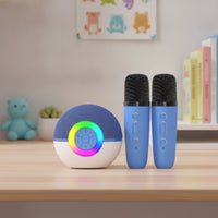 Bluetooth Karaoke Speaker with Wireless Microphones Light-up Portable Karaoke Machine Multicolor System Colorful for Children, Singers