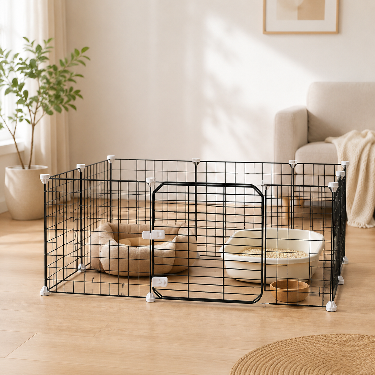 DIY Pet Cage Panels, Modular Wire Grid Fencing for Small Animals, Storage Shelves, and Plant Stands