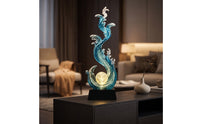 Modern Wave Sculpture with Crystal Ball Tall Wave Sculpture Glossy Crystal Ball Ornament Decorative for Entryway, TV Cabinet
