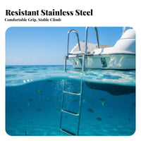 4 Step Telescoping Boat Ladder Foldable Stainless Steel Folding Aquatic Ladder Rust-Regardinggarding Sistant Regardinggarding