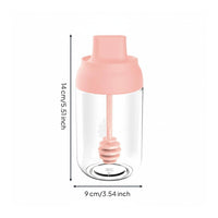 Japanese Design Glass Seasoning Jar with Spoon Lid Multi-Purpose All-in-Single Seasoning Dispenser Moisture-Proof Seal Condiment Pot with Integrated Utensil for Pantry Organization, BBQ