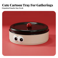 Easy to Clean Compartment Snack Box Reusable Round Candy and Nut Dish Long-Lasting PET Plastic for Children, Coffee Table, New Year