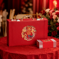Wedding Money Gift Box, Wedding Gifts for Couple Memory Box, Treasure Chest with Lid and Combination Lock, Faux Leather Look