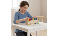 Hand-Eye Coordination Wooden Caterpillar Toy Fine Movement Skills Cylinder Peg Game Interactive Color Stack Toy Sensory Play for Preschoolers, Kids, Toddlers, Kindergarten, Classroom