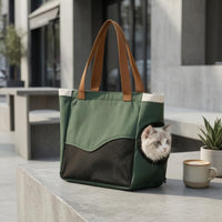 Feline Carrier Bag Woven Handles Portable Feline Carrier Snap Closure