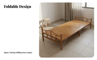 Folding Bamboo Bed Foldable Design Portable Furniture Space-Saving Spare Foldaway Bed for Students, Office Workers, Guest Room, Small Apartment