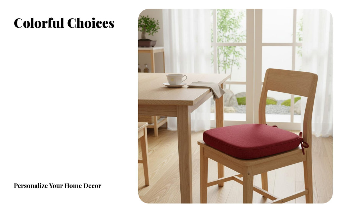 Japanese Design Dining Chair Pad with Ties Extra Thick Kitchen Chair Pad with Ties Removable and Washable Cover for Office Workers