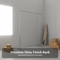 Brushed Finish Stainless Steel Clothing Rack Rust Resistant Rolling Clothes Display Stand Modern Industrial Design Metal Garment Rack on Wheels Heavy Duty for Retail Shop Owners, Apartment Dwellers, Showroom, Dormitory, Bedroom, Living Room